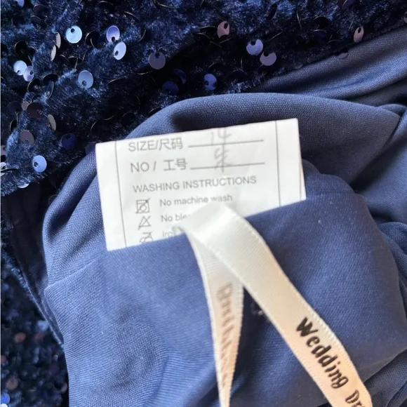 NEW Royal Blue Dress, Cobalt Blue, Dark Blue Velvet, Prom Dress, NWOT Size LG/14 - Picture 12 of 14